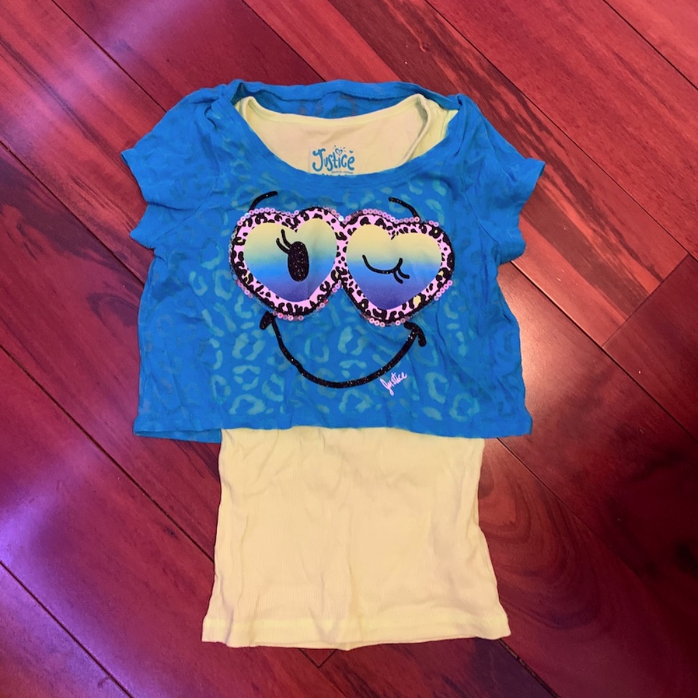 Justice Crop Top With Tank Top Underneath